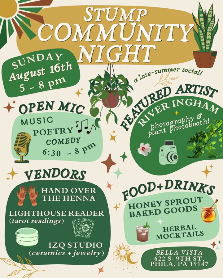 STUMP Community Night! Local Vendors, Tarot, Henna, Treats, Mocktails & Open Mic 🎤🪴🎉