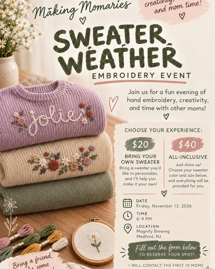 Sweater Weather: Embroidery Event
