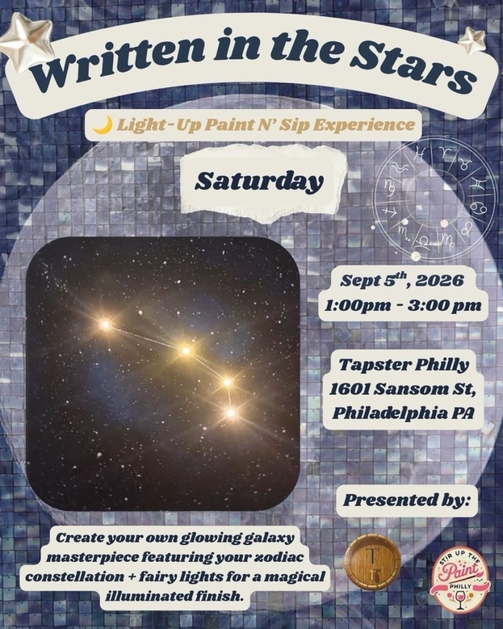 “Written In the Stars” 🌙 Light-Up Paint and Sip Experience at Tapster Philly (21+)