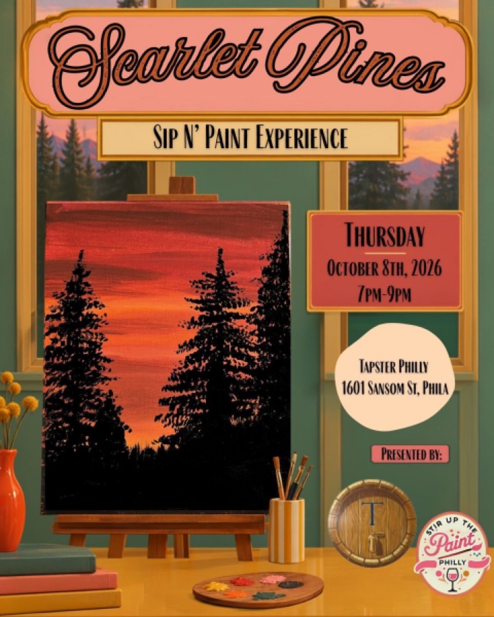 “Scarlet Pines” Sip N’ Paint Experience at Tapster Philly (21+)