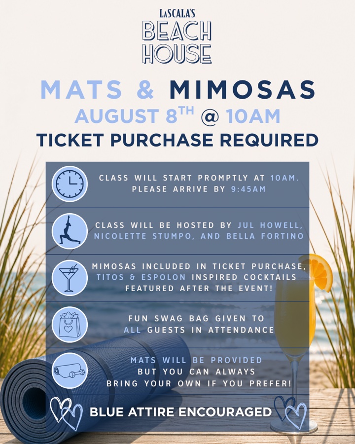 LaScalas Beach House Mats & Mimosas