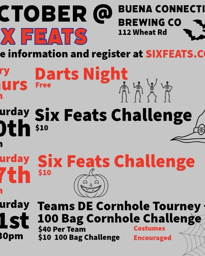 SIX FEATS Events in October at Buena Connection Brewing Company!