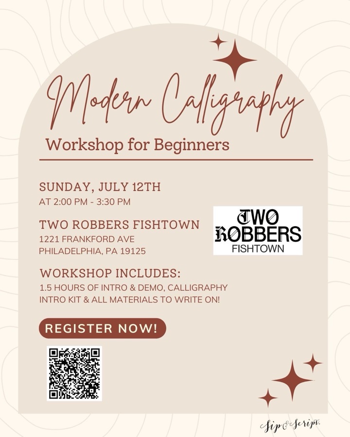 Modern Calligraphy for Beginners at Two Robbers Fishtown