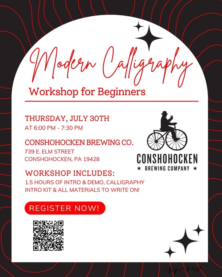Modern Calligraphy for Beginners at Conshohocken Brewing Co.