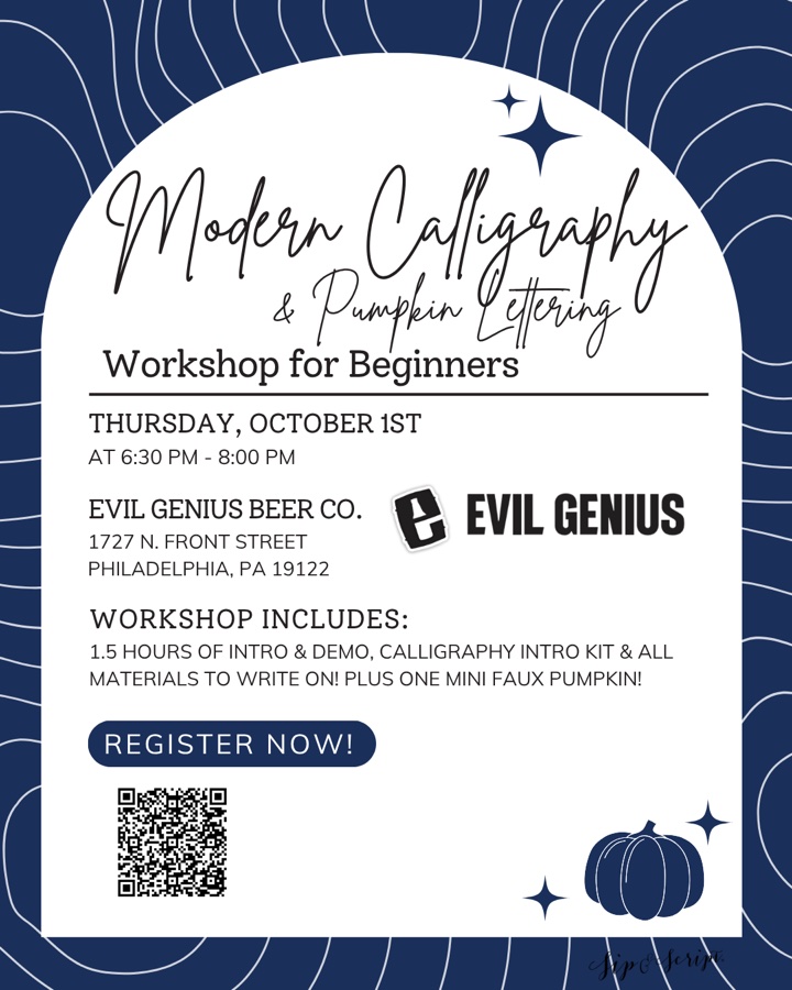 Modern Calligraphy & Pumpkin Lettering for Beginners at Evil Genius Beer Company
