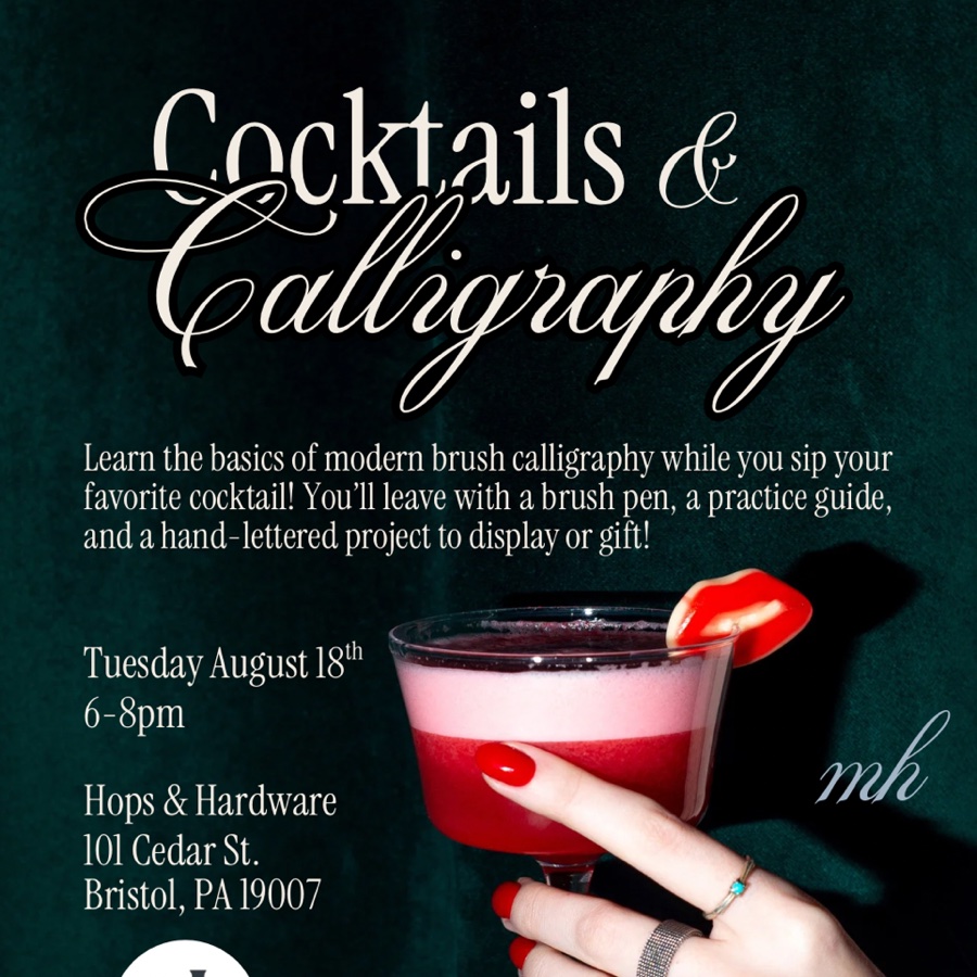 Cocktails & Calligraphy at Hops & Hardware