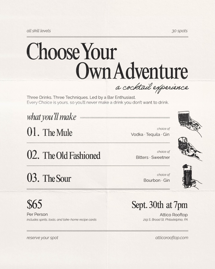 Choose Your Own Adventure Cocktail Experience